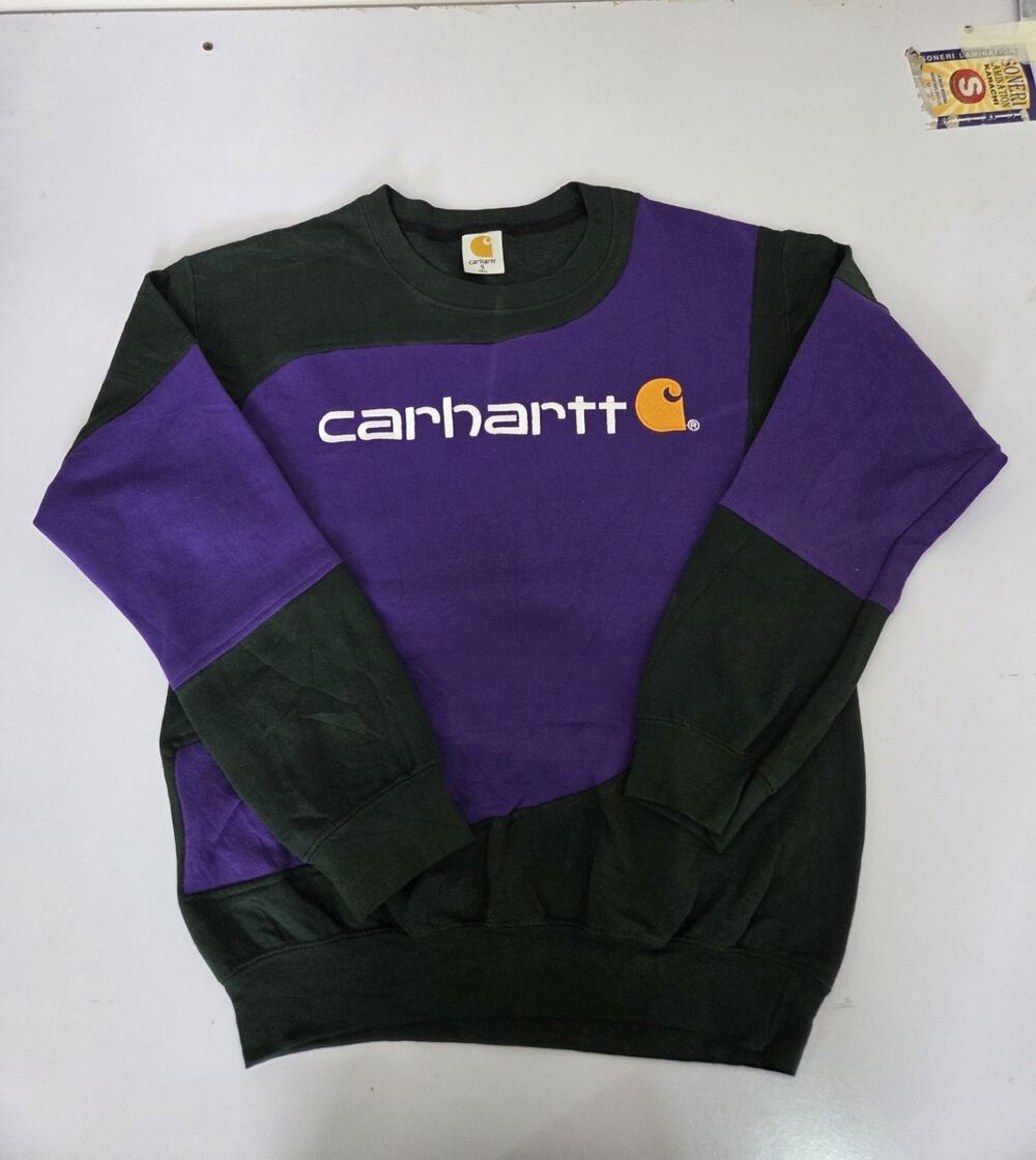 Vintage Carhartt Reworked Sweatshirt – Unique Upcycled Paneled Jumper – Size S